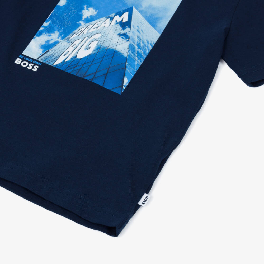 BOSS-Boys Urban Blue Graphic Tee | Childrensalon Outlet