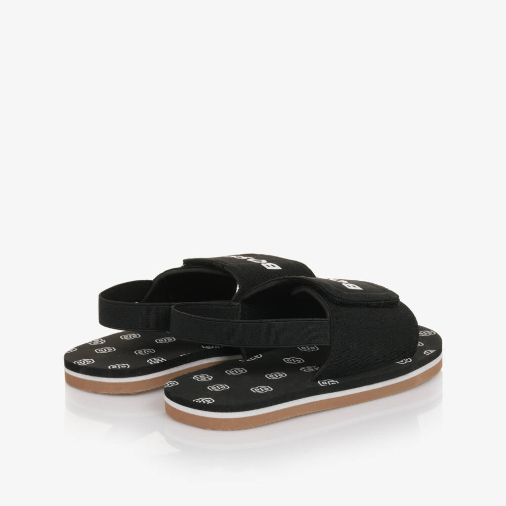 BOSS-Boys Velcro Strap Black Sandals | Childrensalon Outlet