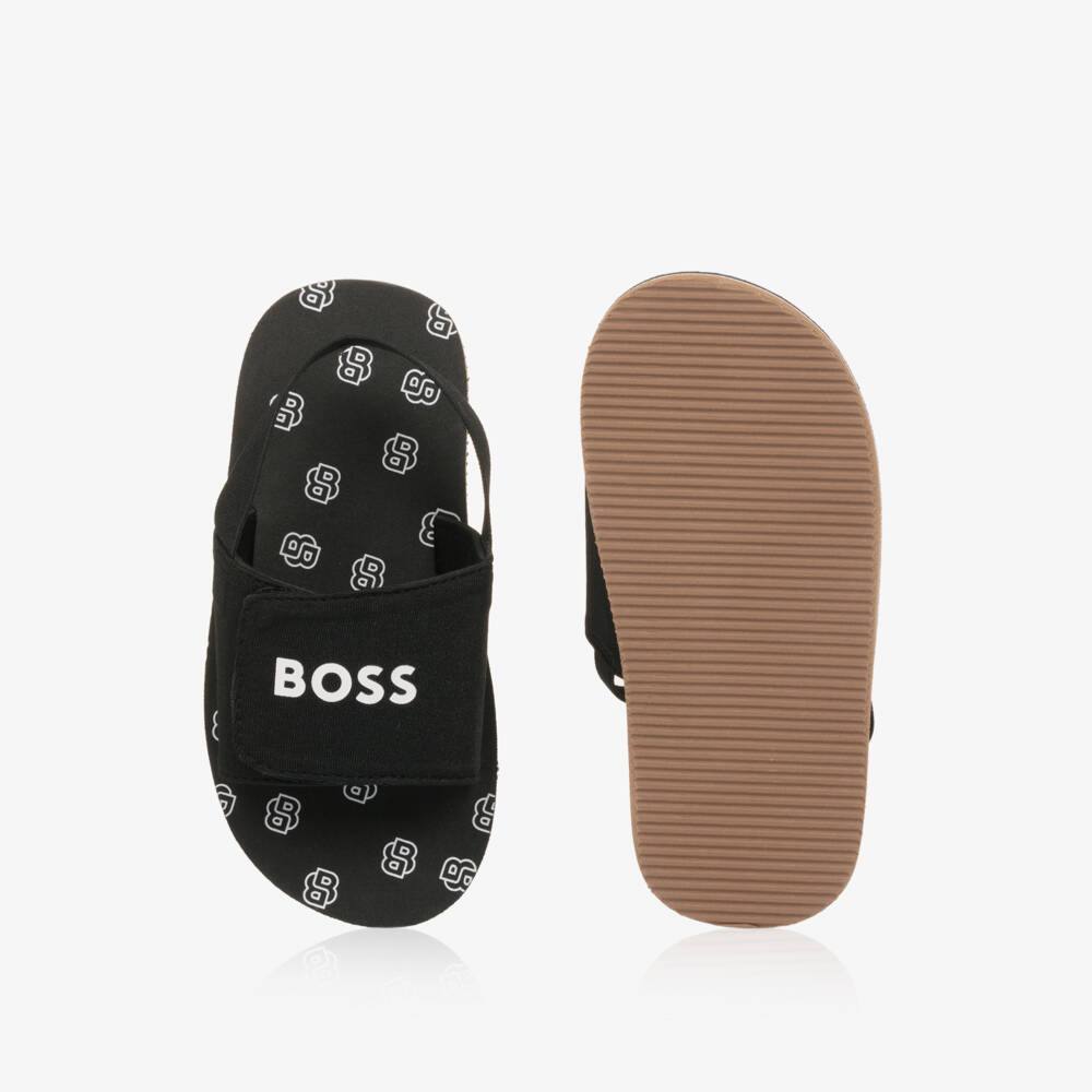 BOSS-Boys Velcro Strap Black Sandals | Childrensalon Outlet
