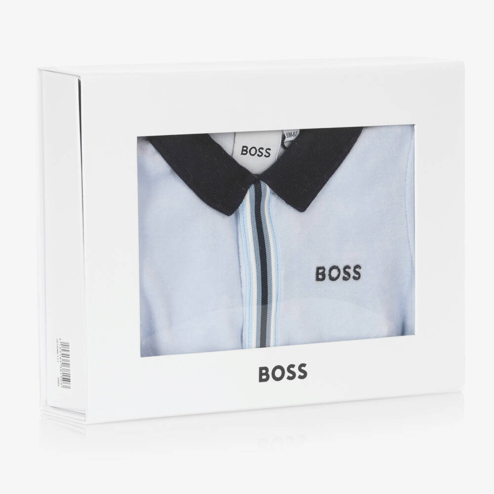 BOSS-Boys Velvety Blue Baby Sleeper | Childrensalon Outlet