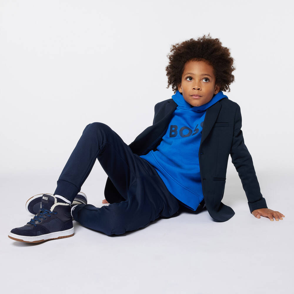 BOSS-Boys Vibrant Blue Logo Hoodie | Childrensalon Outlet