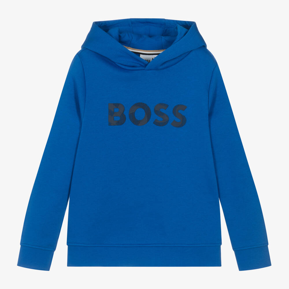 BOSS-Boys Vibrant Blue Logo Hoodie | Childrensalon Outlet