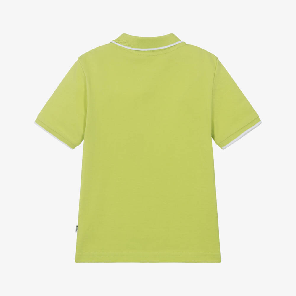 BOSS-Ярко-зеленая хлопковая рубашка поло для мальчиков | Childrensalon Outlet