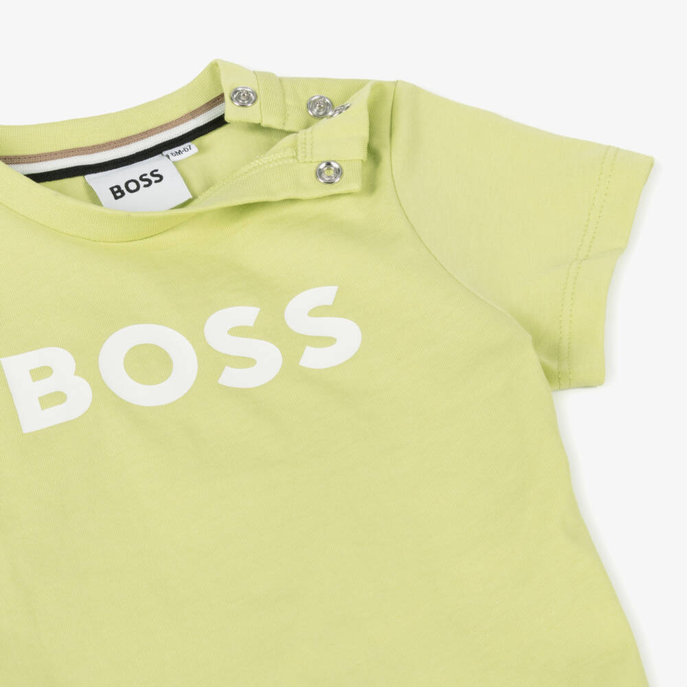 BOSS-Boys Vibrant Green Cotton Tee | Childrensalon Outlet