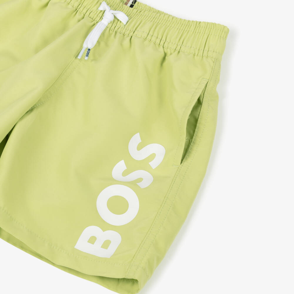 BOSS-Boys Vibrant Green Swim Trunks | Childrensalon Outlet