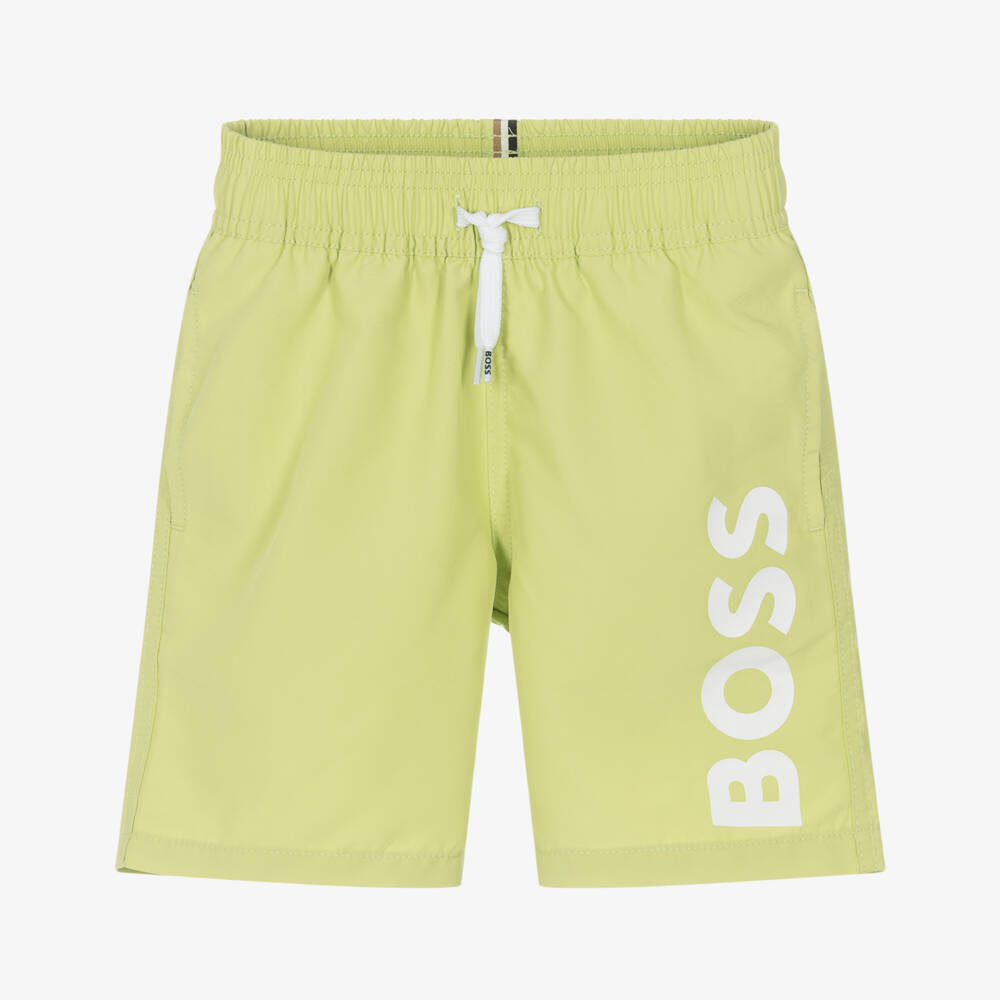BOSS-Boys Vibrant Green Swim Trunks | Childrensalon Outlet