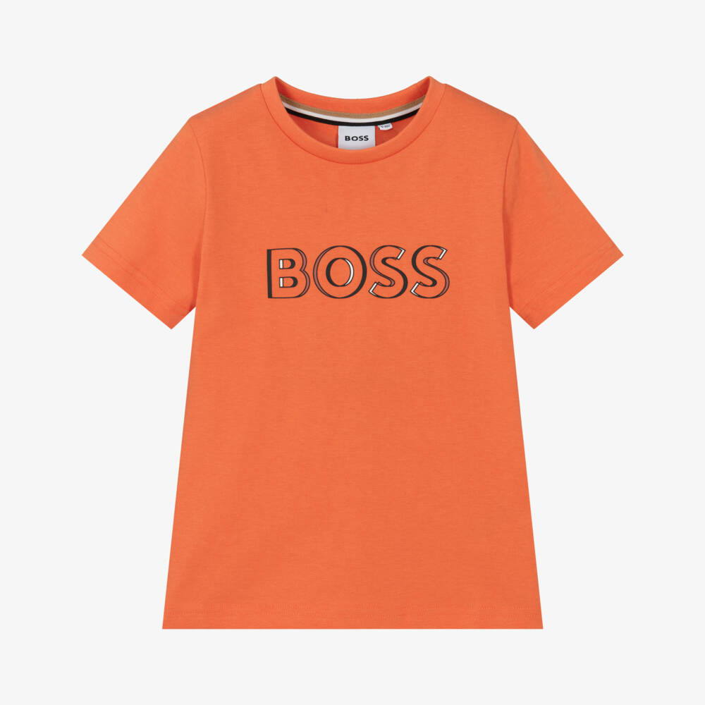 BOSS-Boys Vibrant Orange Cotton Tee | Childrensalon Outlet