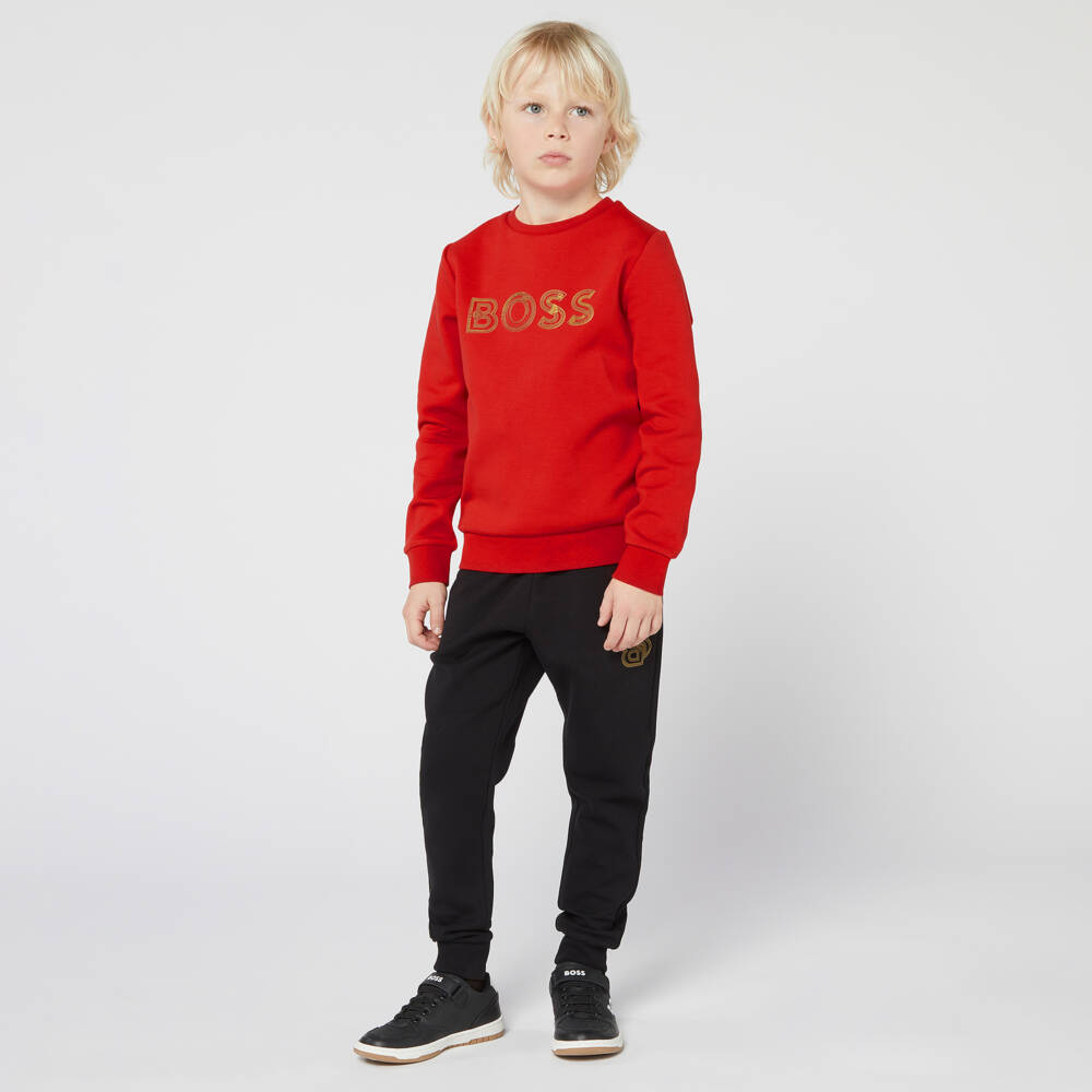BOSS-Boys Vibrant Red Knit Pullover | Childrensalon Outlet