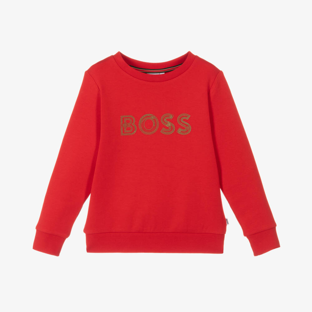 BOSS-بلوفر صوفي أحمر زاهي للأولاد | Childrensalon Outlet