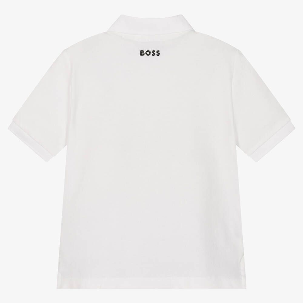 BOSS-Белая рубашка поло из хлопка | Childrensalon Outlet