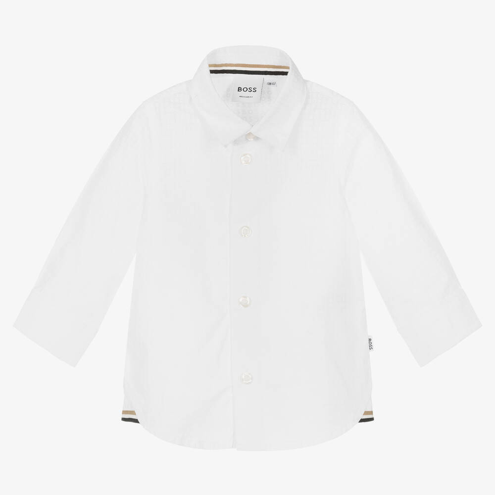 BOSS - Белая хлопковая рубашка для мальчиков | Childrensalon