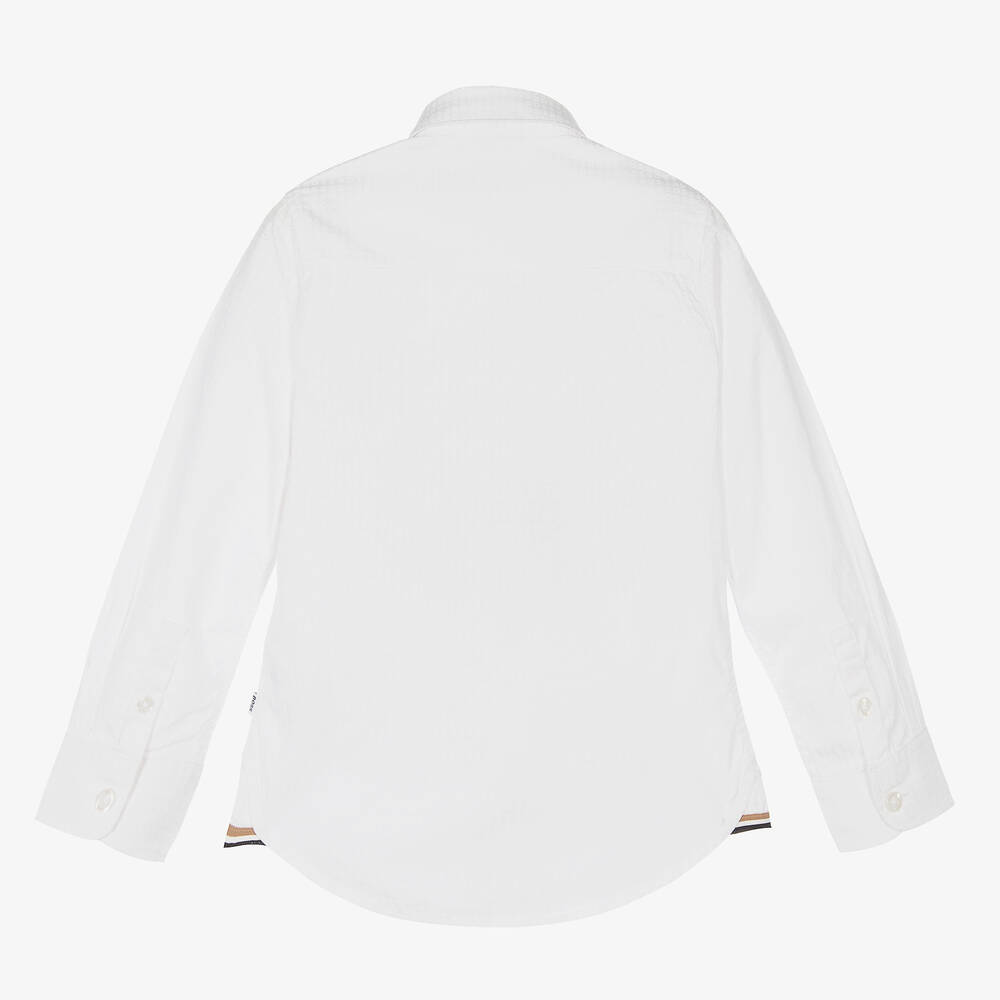 BOSS Chemise blanche en coton Gar on Childrensalon Outlet