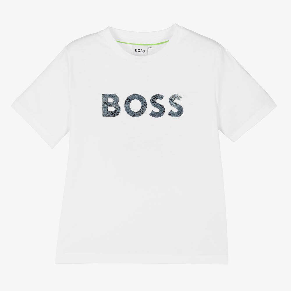 BOSS - T-shirt blanc en coton garçon | Childrensalon