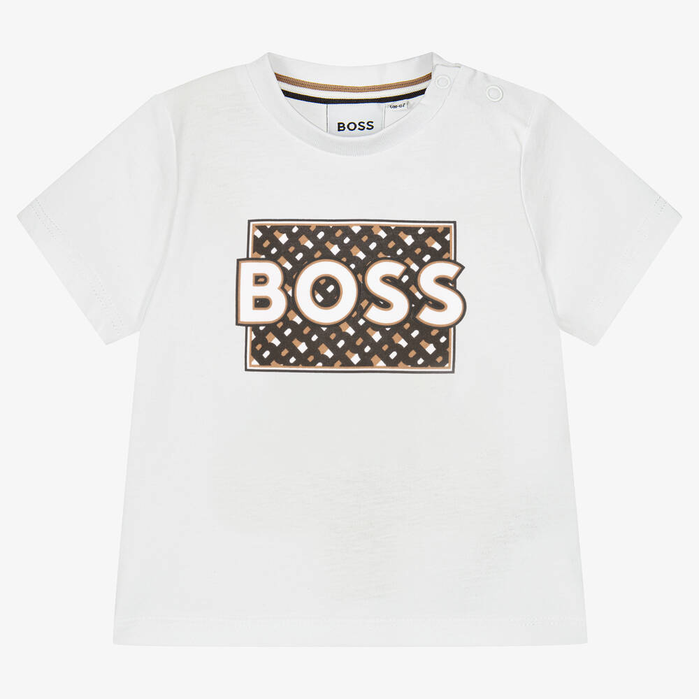 BOSS - Белая хлопковая футболка | Childrensalon