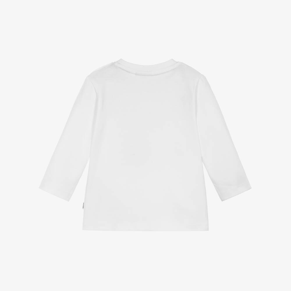 BOSS-Boys White Cotton Monogram Box Logo Top | Childrensalon Outlet