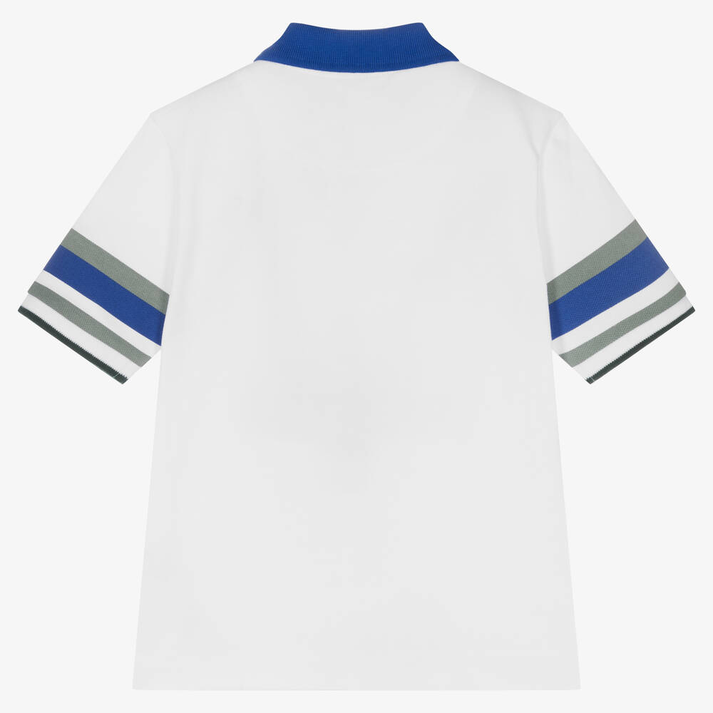 BOSS-Boys White Cotton Piqué Logo Polo Shirt | Childrensalon Outlet