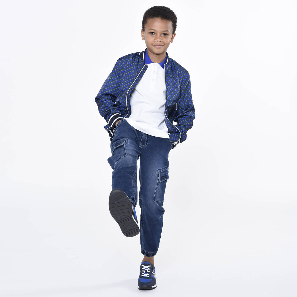 BOSS-Boys White Cotton Piqué Logo Polo Shirt | Childrensalon Outlet