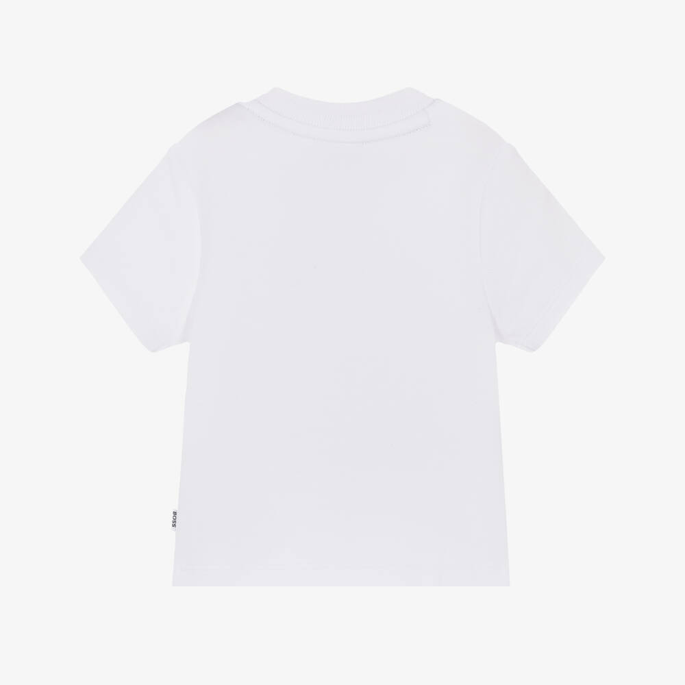 BOSS-Boys White Cotton Piqué T-Shirt | Childrensalon Outlet