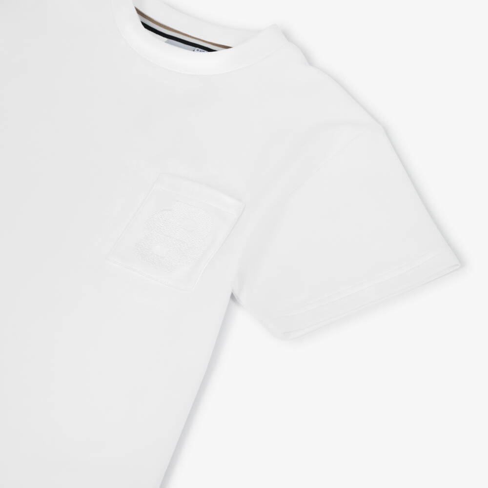 BOSS-Boys White Cotton Pocket Logo T-Shirt | Childrensalon Outlet