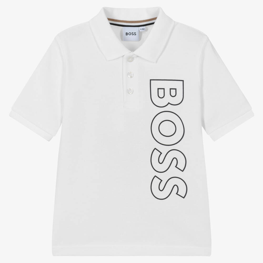 BOSS - Weißes Baumwoll-Poloshirt | Childrensalon