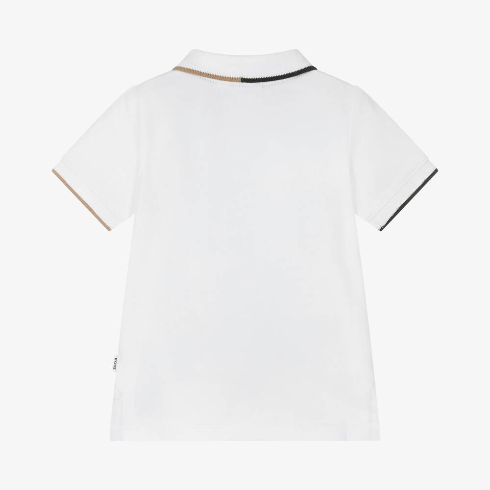 BOSS-Boys White Cotton Polo Shirt | Childrensalon Outlet