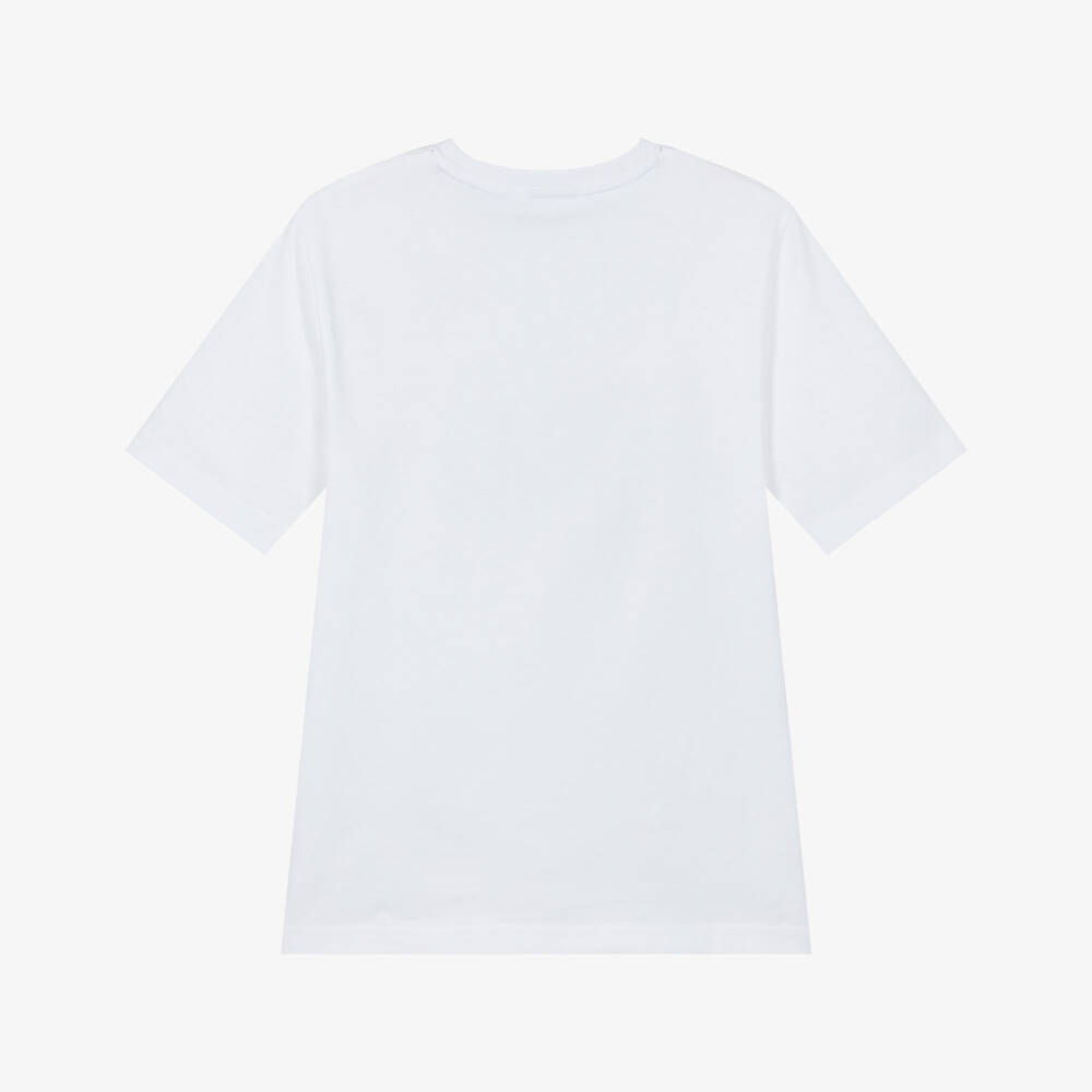 BOSS-Boys White Cotton T-Shirt with Gradient Logo | Childrensalon Outlet