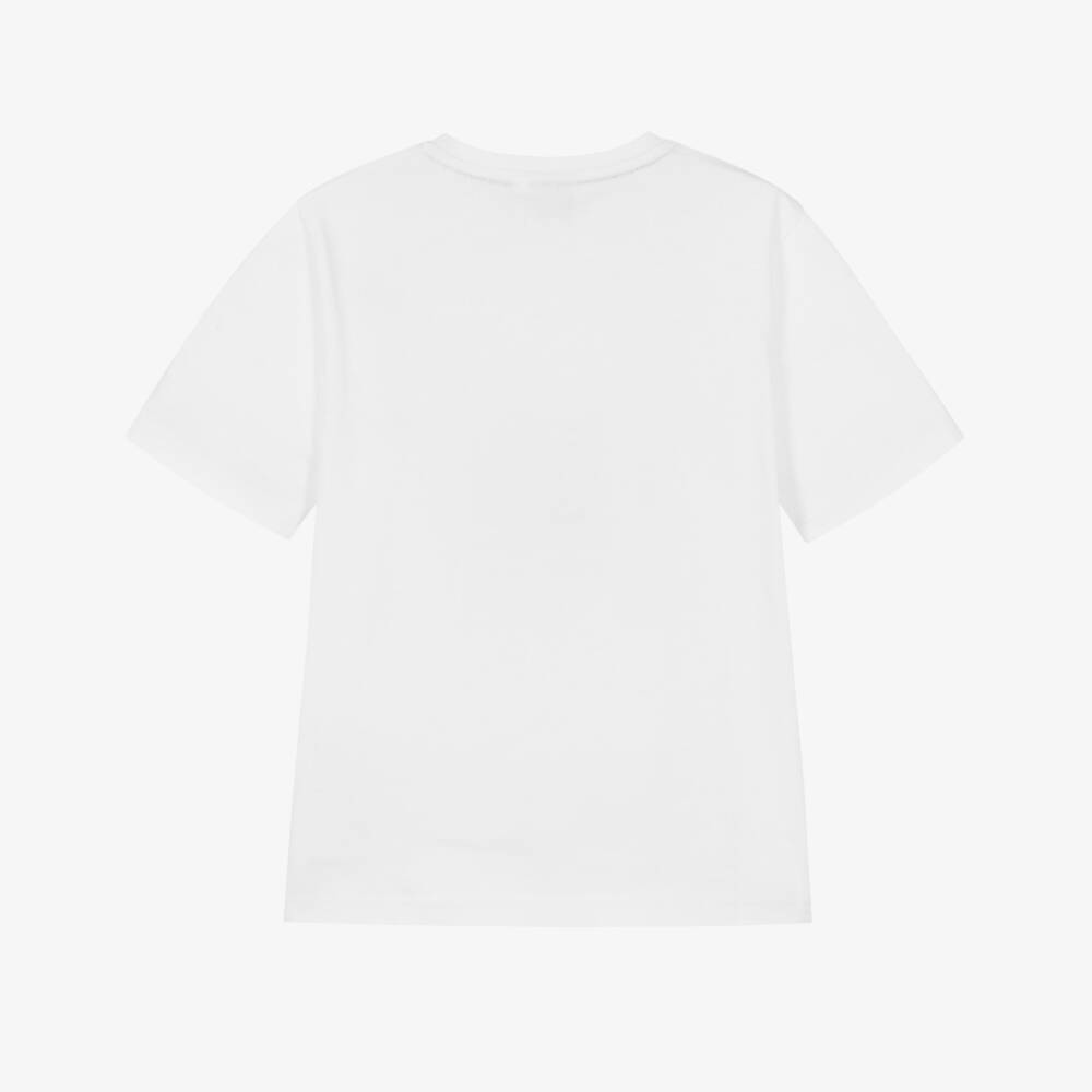 BOSS-Boys White Cotton T-Shirt with Repeat Logo | Childrensalon Outlet