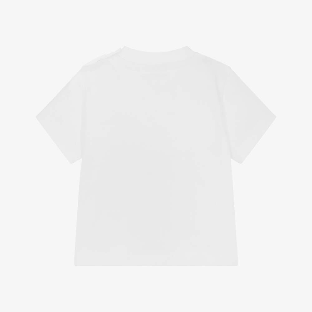BOSS-Boys White Cotton Tee with Blue Logo | Childrensalon Outlet