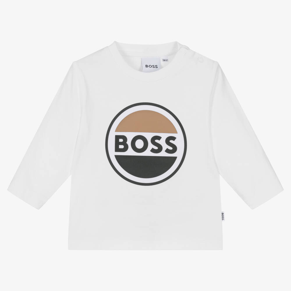 BOSS - Белый хлопковый топ для мальчиков | Childrensalon