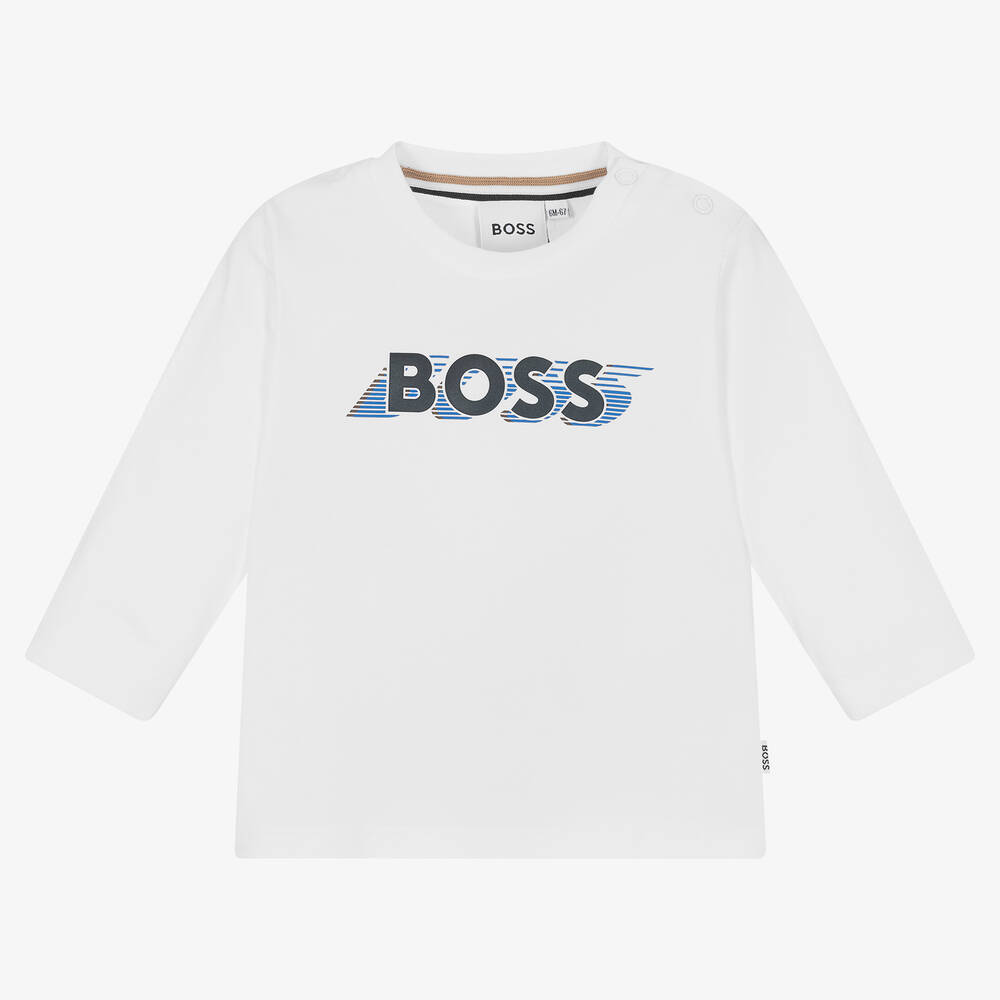 BOSS Boys White Cotton Top Childrensalon Outlet