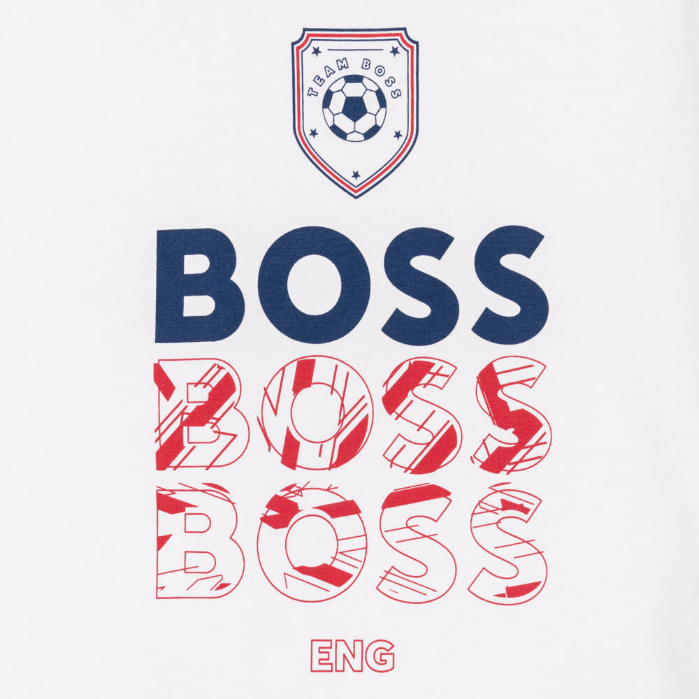 BOSS-Boys White Cotton World Cup 2026 T-Shirt | Childrensalon Outlet