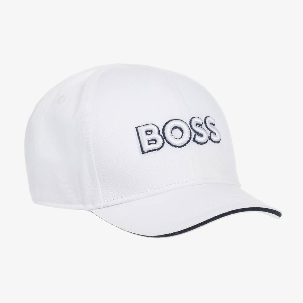 BOSS - Boys White Logo Cap | Childrensalon