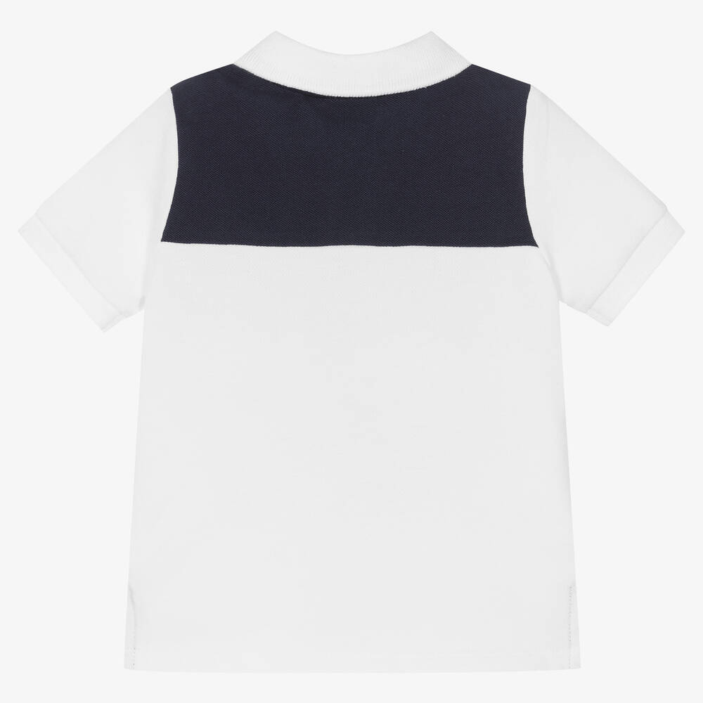 BOSS-Boys White & Orange Cotton Polo Shirt | Childrensalon Outlet