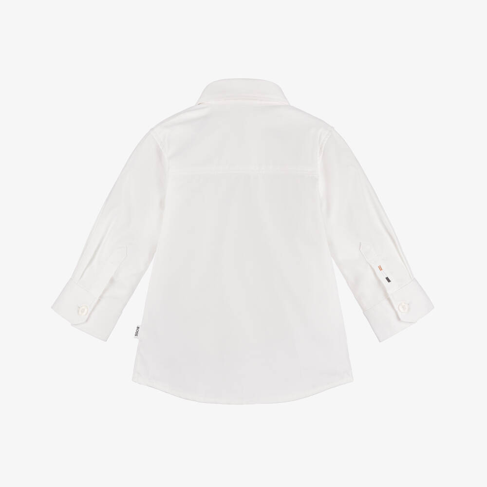 BOSS-Boys White Oxford Shirt | Childrensalon Outlet