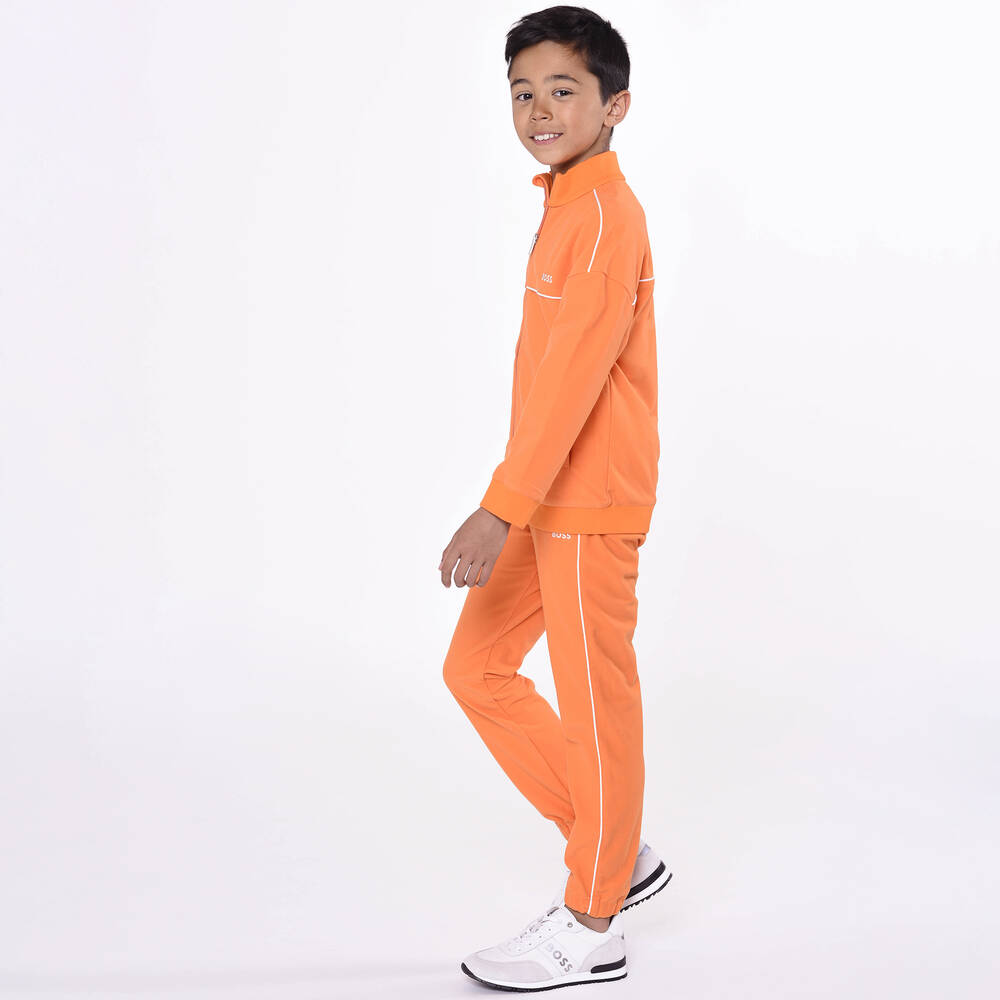 BOSS - Boys White Suede Leather Logo Trainers