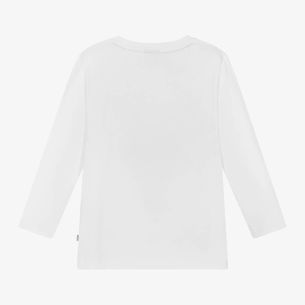 BOSS-Белый хлопковый топ с волками для мальчиков | Childrensalon Outlet