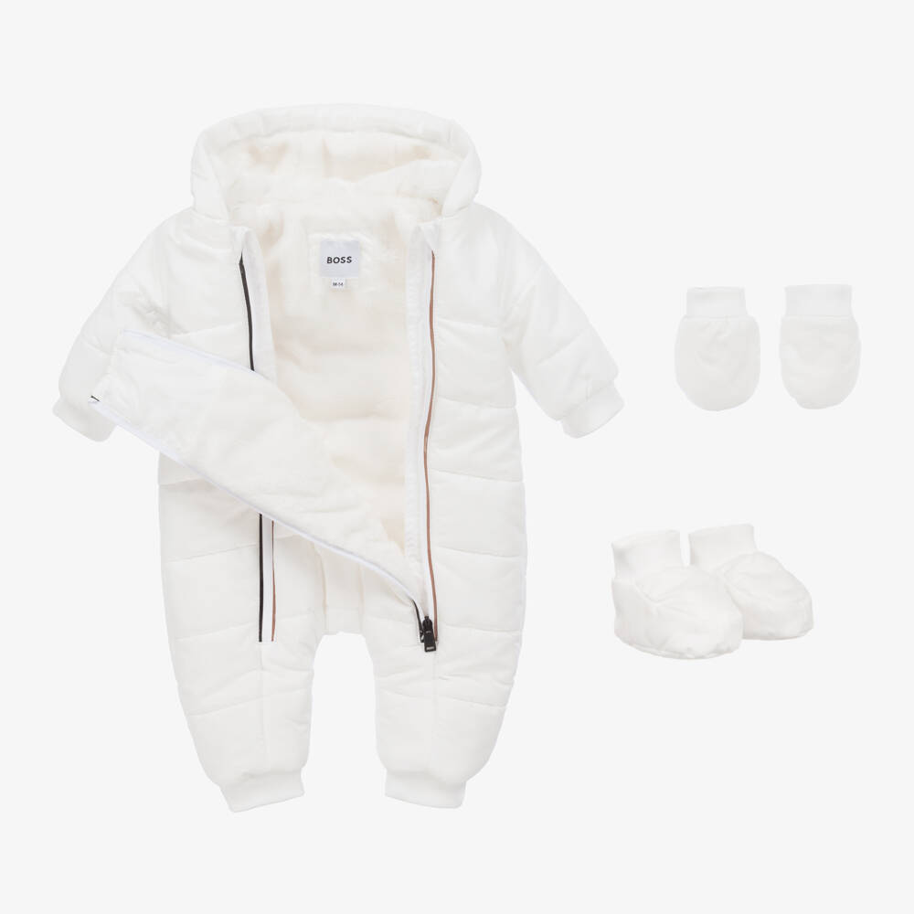 BOSS-Boys Winter White Cozy Snowsuit | Childrensalon Outlet