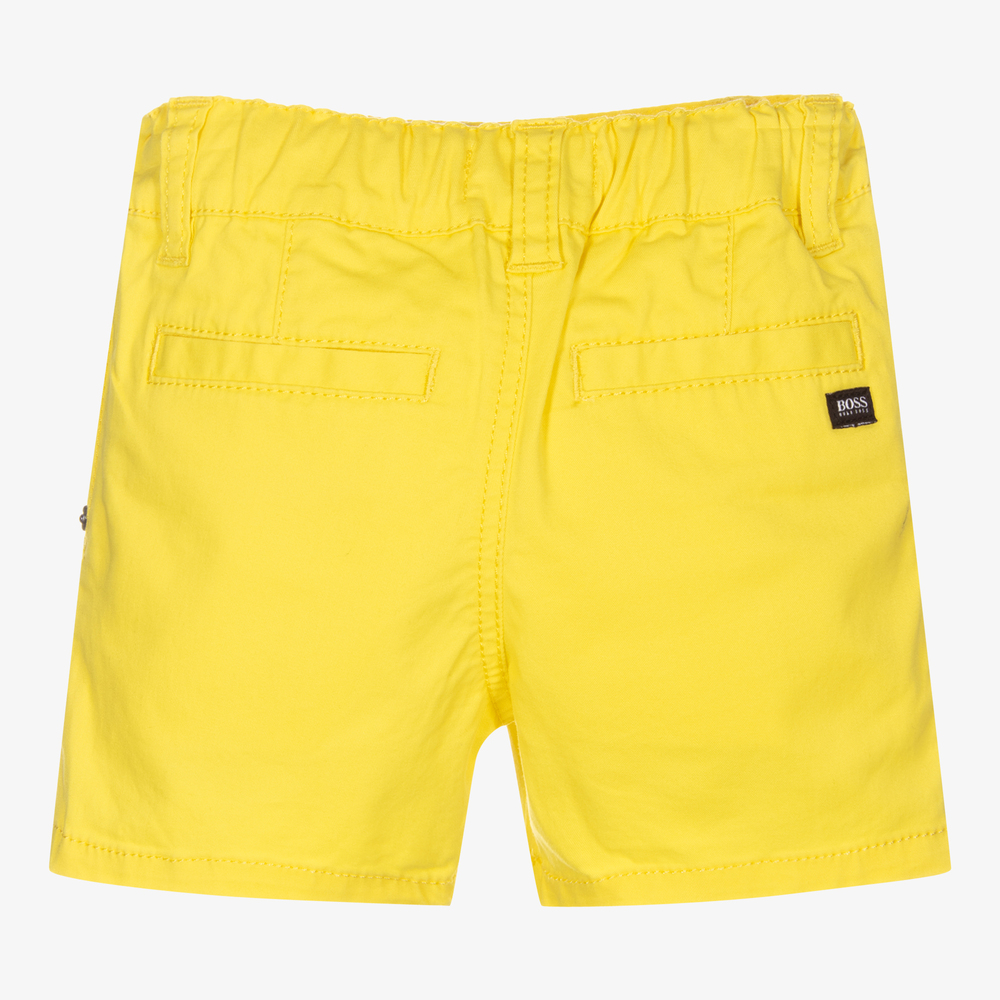 BOSS Boys Yellow Cotton Shorts