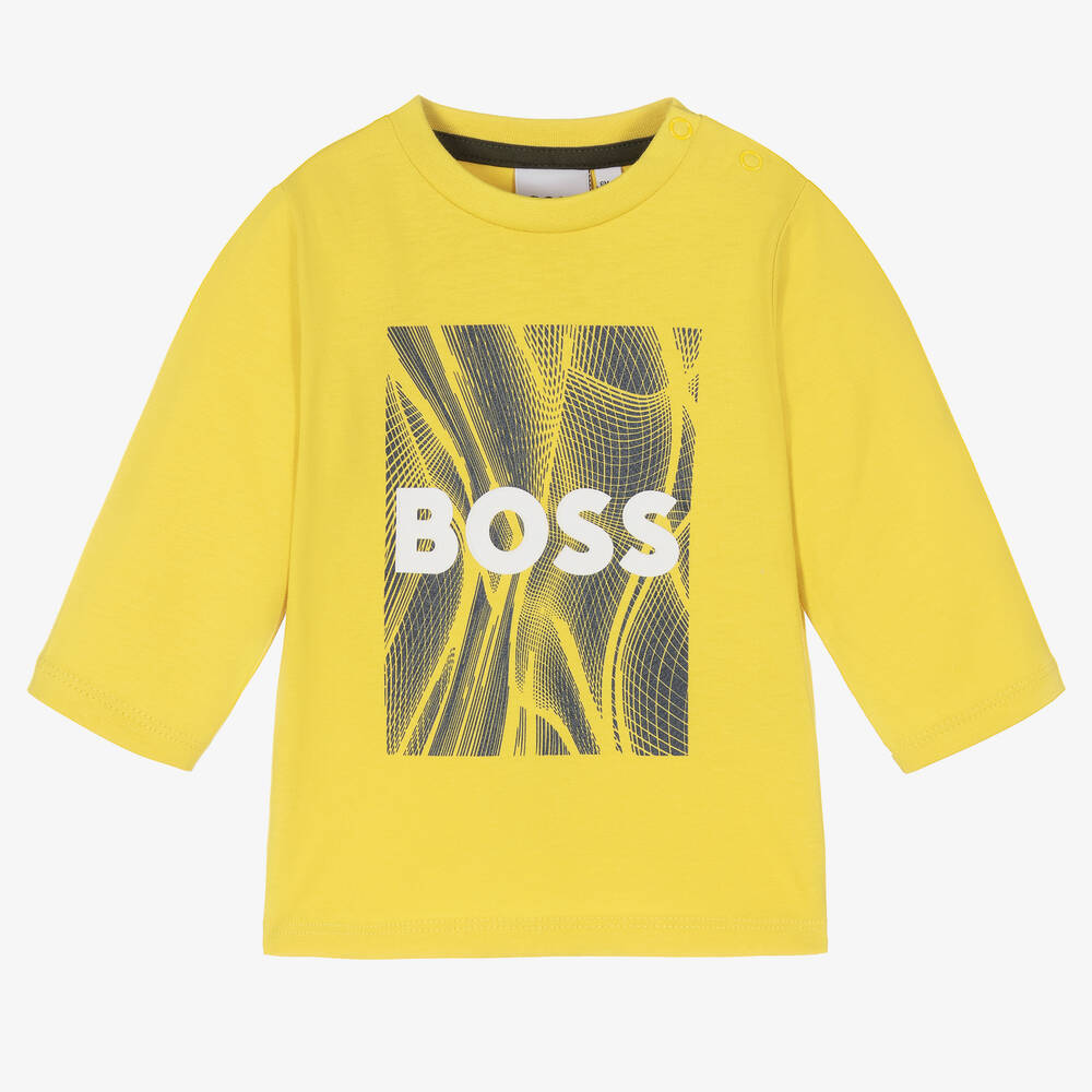 BOSS - Boys Yellow Logo T-Shirt | Childrensalon