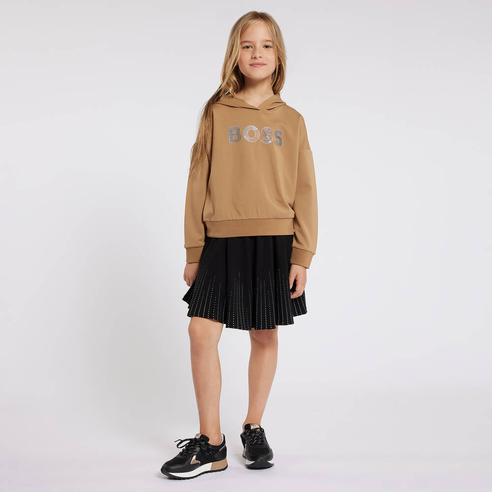BOSS Girls Beige Viscose Hoodie