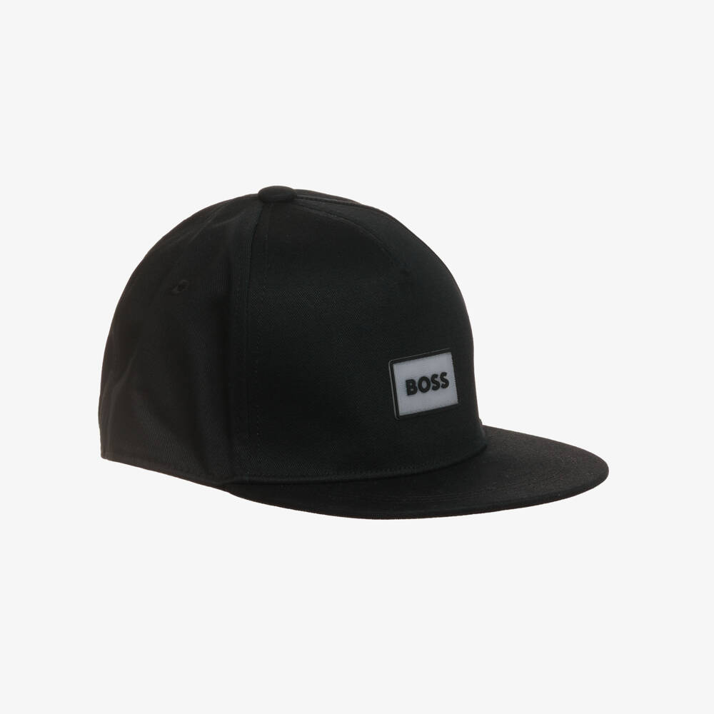 BOSS-Girls Black Cotton Twill Logo Cap | Childrensalon Outlet
