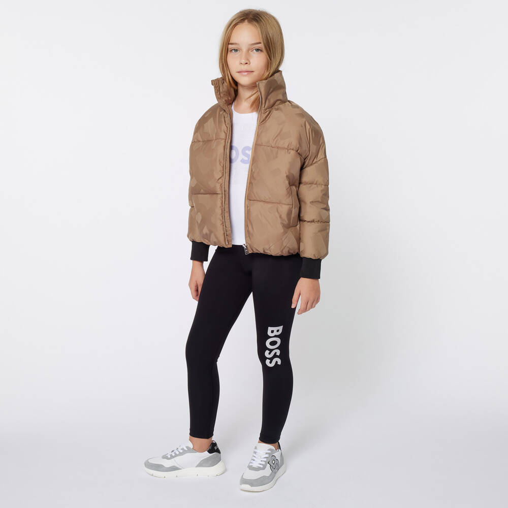 BOSS-Girls Black Logo Leggings | Childrensalon Outlet