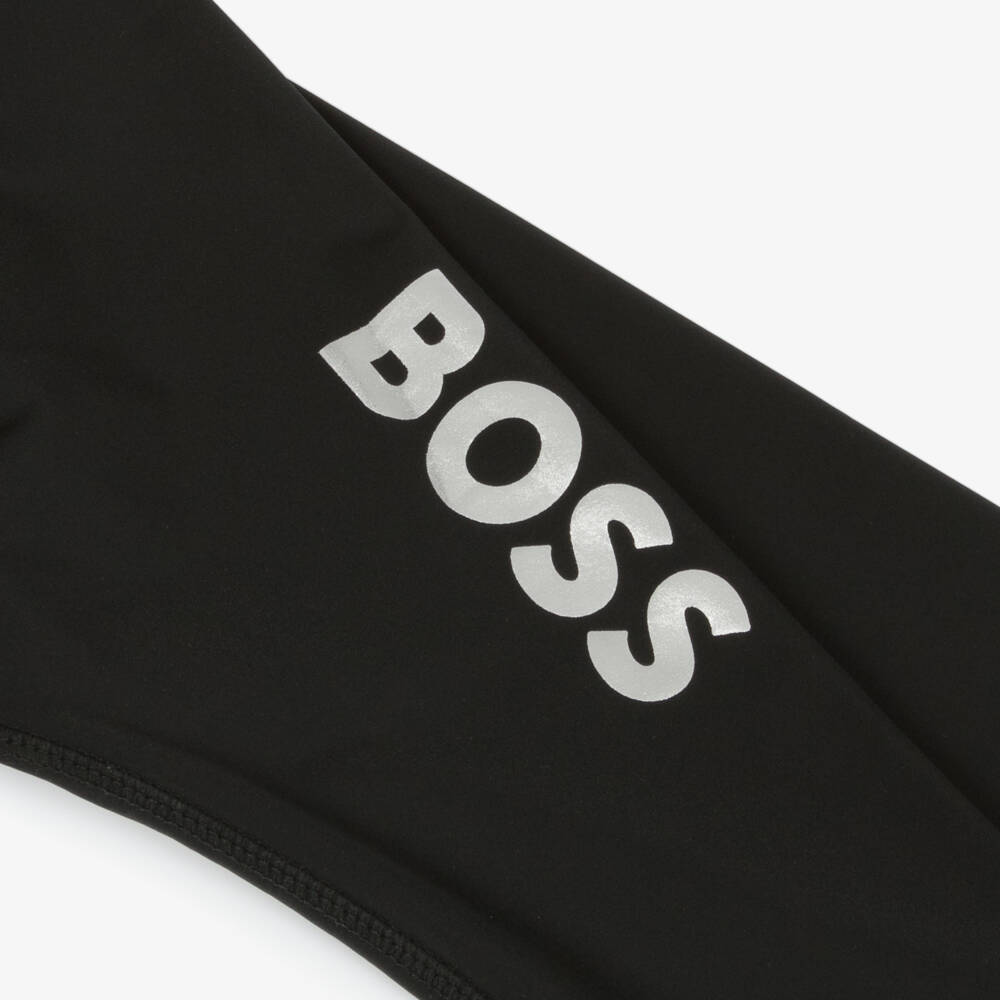 BOSS-Girls Black Logo Leggings | Childrensalon Outlet