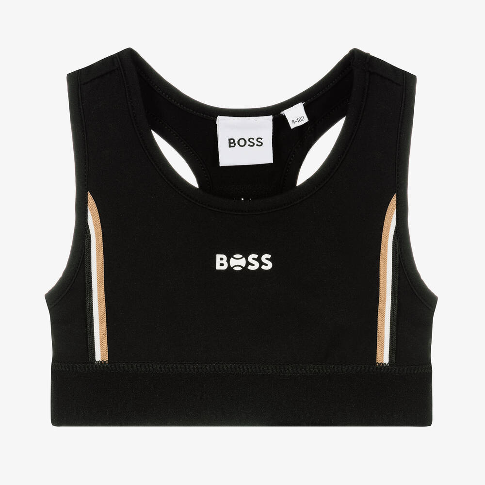 BOSS - Черный спортивный топ для девочек | Childrensalon