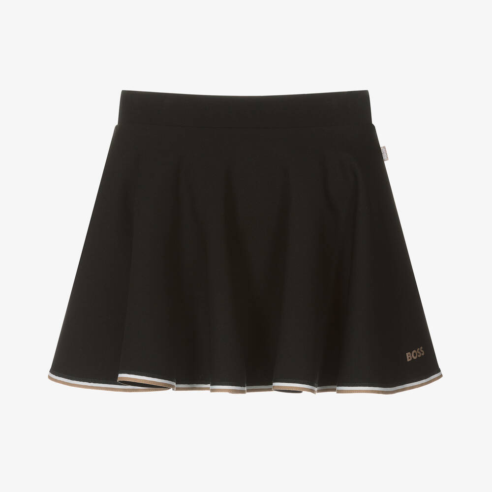 BOSS - Girls Black Milano Jersey Skater Skirt | Childrensalon