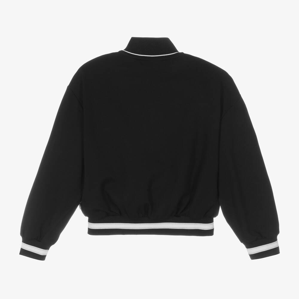 BOSS-Girls Black Monogrammed Zip-Up Jacket | Childrensalon Outlet