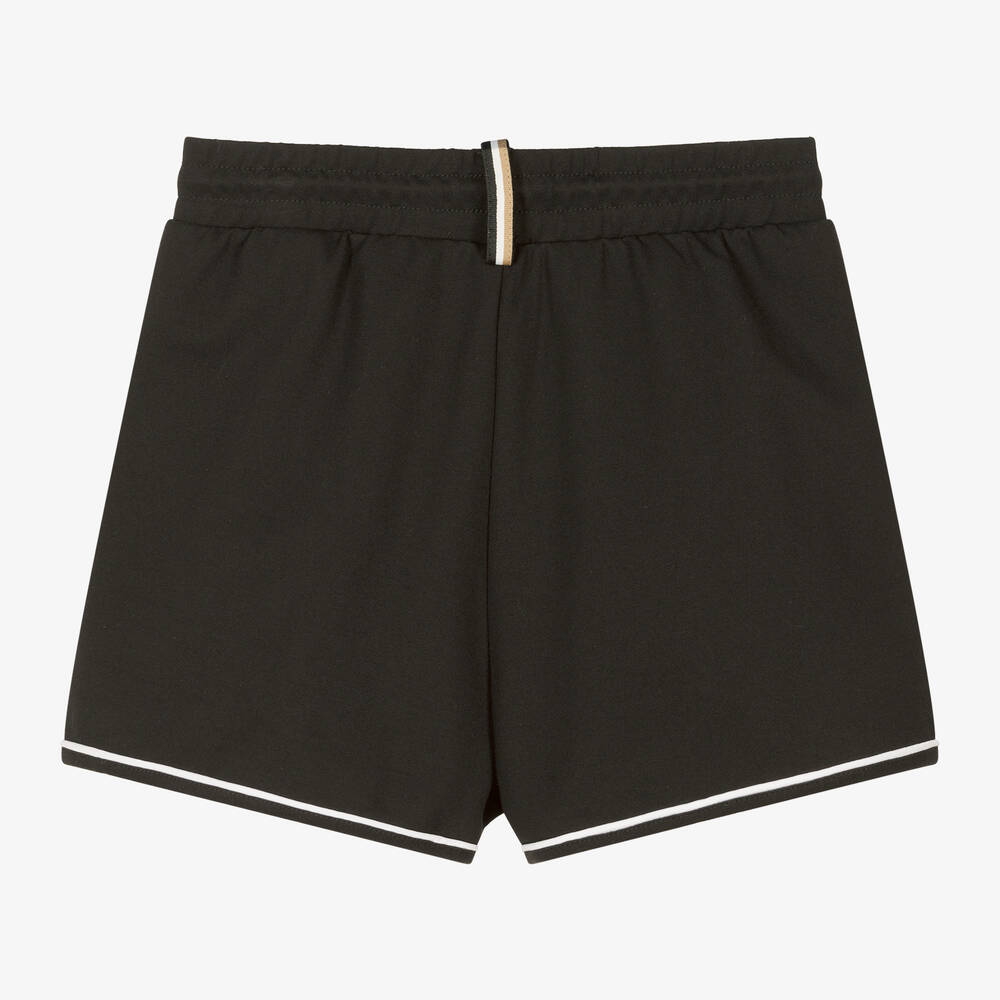 BOSS-Girls Black Viscose Shorts | Childrensalon Outlet