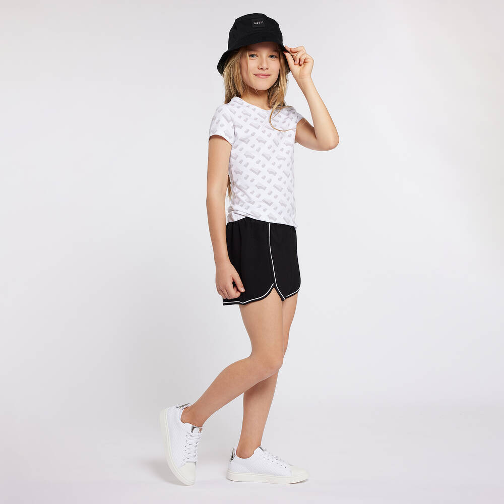 BOSS-Girls Black Viscose Shorts | Childrensalon Outlet
