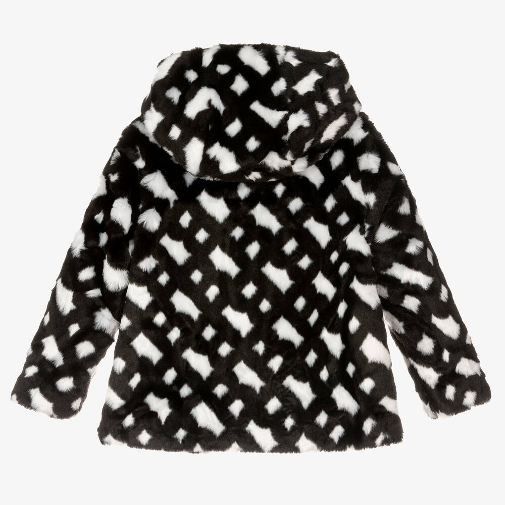 بوس-جاكيت فرو صناعي لون أسود وأبيض للبنات | Childrensalon Outlet