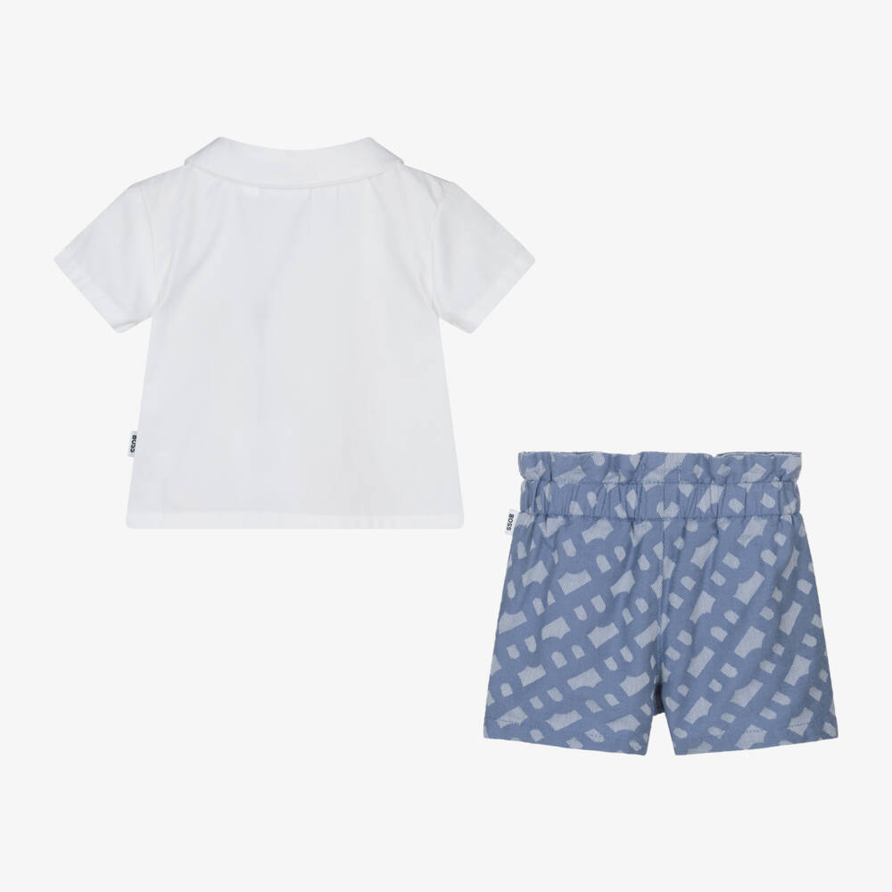 BOSS-Комплект из синего и белого хлопка для девочек | Childrensalon Outlet